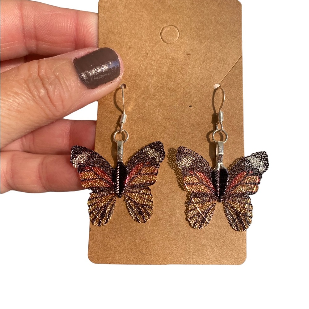 Lightweight Ombré Neutral Colored Drop Butterfly Earrings